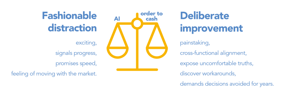 There are two clear paths when improving the order-to-cash process - fashionable distractions and deliberate improvements. 
